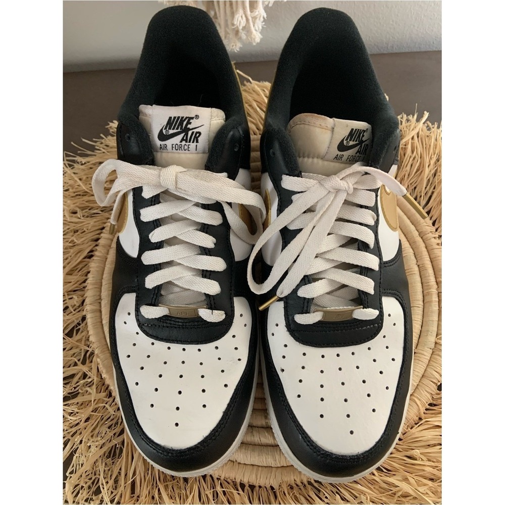 NIKE Men's Air Force One Black White Gold Sneakers Size‎ 10.5 - Picture 2 of 16